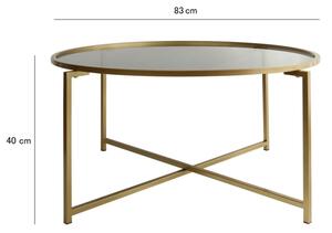 Konferenční stolek SUN 83 cm zlatá/čirá