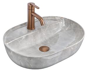 Rea Aura 51, oválné umyvadlo na desku, 505x385x135mm, imitace kamene, REA-U3227