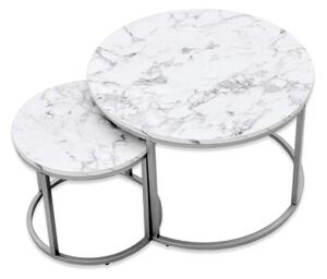 SADA 2x Konferenční stolek PAOLA pr. 38/60 cm šedá/mramor