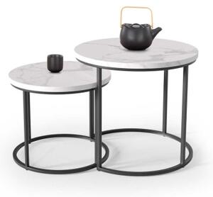 SADA 2x Konferenční stolek OREO pr. 43/53 cm černá/mramor