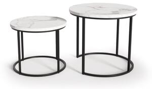 SADA 2x Konferenční stolek OREO pr. 43/53 cm černá/mramor