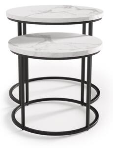 SADA 2x Konferenční stolek OREO pr. 43/53 cm černá/mramor