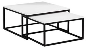 SADA 2x Konferenční stolek DUAL 76x76/66x66 cm černá/bílá