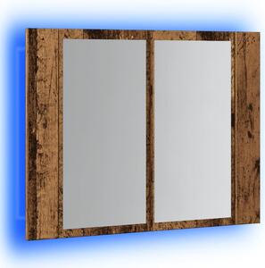 Zrcadlová skříňka s LED old wood 60x12x45 cm kompozitní dřevo