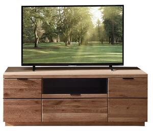 KOMODA POD TELEVIZI, divoký dub, černá, divoký dub, 166/60/50 cm Linea Natura - Komody z masivu