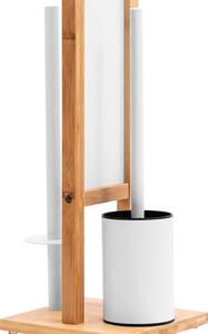 Tutumi, bambusový koupelnový stojan na toaletní papír a kartáč 321502, hnědá-bílá, HOM-04000