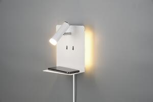 Trio 222570231 ELEMENT - Nástěné LED svítidlo za zeď k posteli se čtecí bodovkou a USB nabíječkou (Nástěnné svítidlo k posteli s kabelem do zásuvky a USB výstupem k nabíjení nejen mobilního telefonu)