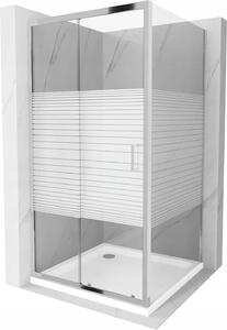 Mexen Apia posuvný sprchový kout 90 x 90 cm, 5mm sklo, chromový profil-čiré sklo/pásy + slim sprchová vanička 5cm, 840-090-090-01-20-4010