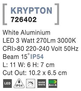 NV 726402 Venkovní zapuštěné svítidlo do zdi KRYPTON bílý hliník LED 3W 3000K 220-240V 15st. IP54 - NOVA LUCE