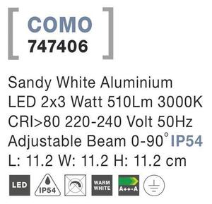 NV 747406 Venkovní nástěnné svítidlo COMO bílý hliník LED 2x3W 3000K 220-240V nastavitelný úhel 0-90st. IP54 - NOVA LUCE