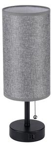Brilagi - Stolní lampa s USB portem TABLON 1xE27/25W/230V černá/šedá