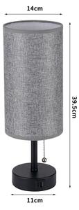 Brilagi - Stolní lampa s USB portem TABLON 1xE27/25W/230V černá/šedá