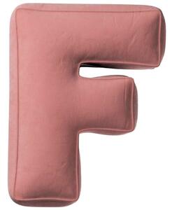 Yellow Tipi Korálově růžový sametový polštář písmeno F 40 cm