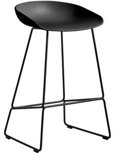Černá plastová barová židle HAY AAS 38 s kovovou podnoží 64 cm