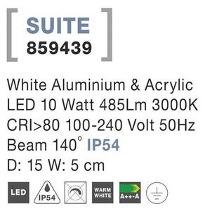 NV 859439 Venkovní nástěnné svítidlo SUITE bílý hliník a akryl LED 10W 3000K 100-240V 140st. IP54 - NOVA LUCE