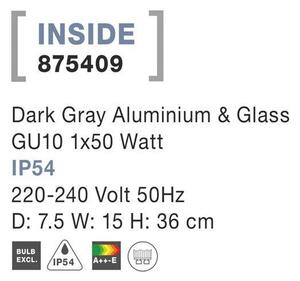 NV 875409 Venkovní svítidlo s bodcem INSIDE tmavě šedý hliník a sklo GU10 1x7W 220-240V IP54 bez žárovky - NOVA LUCE