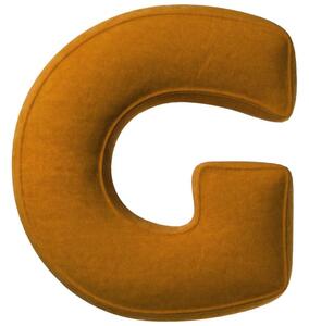Yellow Tipi Cihlově oranžový sametový polštář písmeno G 40 cm