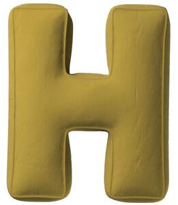 Yellow Tipi Olivově zelený sametový polštář písmeno H 40 cm