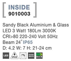 NV 9010003 Venkovní svítidlo s bodcem INSIDE černý hliník a sklo LED 3W 3000K 220-240V 24st. IP65 - NOVA LUCE