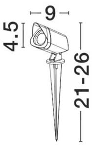 NV 9010001 Venkovní svítidlo s bodcem INSIDE černý hliník a sklo LED 3W 3000K 220-240V 24st. IP65 - NOVA LUCE