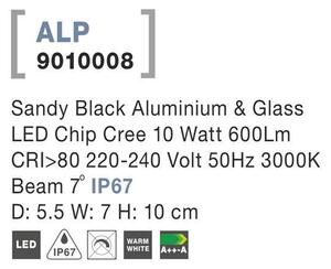 NV 9010008 Venkovní nástěnné svítidlo ALP černý hliník a sklo LED Chip Cree 2x10W 220-240V 3000K 7st. IP65 - NOVA LUCE