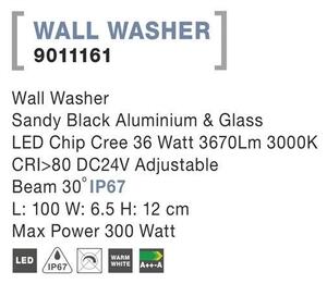 NV 9011161 WALL WASHER černý hliník a sklo LED Chip Cree 36W 3000K DC24V nastavitelné 30st. IP67 Max Power 300W - NOVA LUCE