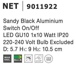 NV 9011922 Bodové svítidlo NET černý hliník vypínač na těle GU10 1x10W IP20 220-240V bez žárovky - NOVA LUCE