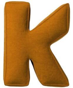 Yellow Tipi Cihlově oranžový sametový polštář písmeno K 40 cm