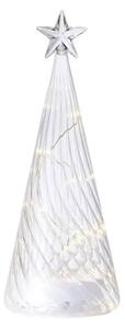 SIRIUS LED svítící stromeček skleněný na baterie, čirý, 26 cm, s hvězdou, AAA