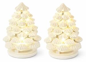 LED svítící stromeček na baterie CR2032, sada 2 kusy, zasněžené, sklo