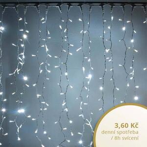 DECOLED Easy Fix LED světelný závěs venkovní, 100 × 500 cm, ledově bílá, 500 diod, bílý kabel, IP44, prodlužovací