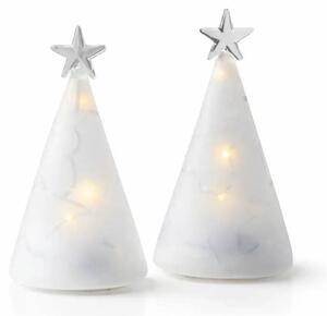 LED svítící stromeček skleněný, sada 2 kusy, čirý, 11,5 cm zmražené