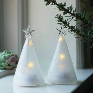 LED svítící stromeček skleněný, sada 2 kusy, čirý, 11,5 cm zmražené