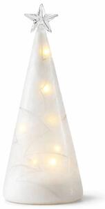 LED svítící stromeček skleněný, bílý, 22 cm, zmražený