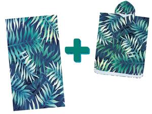 Plážový set BORNEO - osuška 100×180 cm a pončo 80×145 cm, tmavě modrý