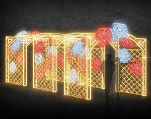 LED světelný altán, 300 x 260 x 600 cm, teple bílá