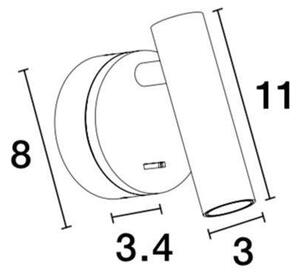 NV 9030203 Bodové svítidlo CLIP saténový mosazný hliník LED Philips 3W vypínač na těle 3000K IP20 - NOVA LUCE