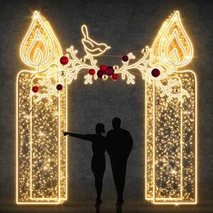 3D LED světelná sestava svíček, 345 × 400 × 65 cm, teple bílá, 230/36V, 332 W, 123,6 kg, z 5 dílů