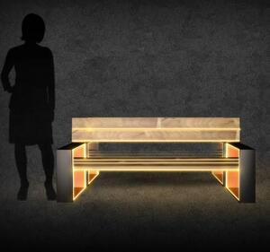 3D LED světelná lavička, 150 × 85 × 40 cm, teple bílá, lakovaná