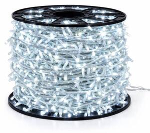 DECOLED Easy Fix LED světelný řetěz, 100 m, venkovní, ledově bílá s FLASH, 2000 diod, bílý kabel, IP67, cívka