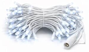 Eco Fix LED světelný řetěz, 10 m, venkovní, ledově bílá s FLASH, 100 diod, 36V, bílý kabel, IP44