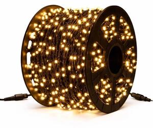 DECOLED Easy Fix LED světelný řetěz, venkovní, 100 m, teple bílá, 1000 diod, černý kabel, IP67, cívka