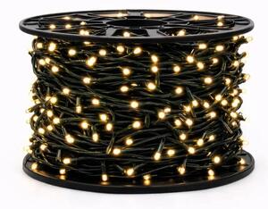 Easy Fix interiérový LED světelný řetěz 100 m, teple bílý, 1000 diod, zelený kabel IP20, cívka