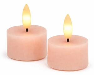 SIRIUS Sada LED čajové svíčky na baterie Sille Tealight, Ø 4,5 × 2,2 cm, tmavá broskev, z pravého vosku, balení 2 ks