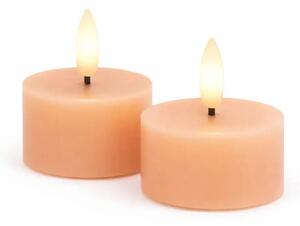 Sada LED čajové svíčky na baterie Sille Tealight, Ø 6 × 3,4 cm, broskvové, z pravého vosku, balení 2 ks