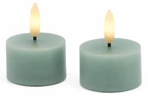 SIRIUS Sada LED čajové svíčky na baterie Sille Tealight, Ø 4,5 × 2,2 cm, pískově zelená, z pravého vosku, balení 2 ks