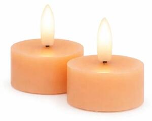 SIRIUS Sada LED čajové svíčky na baterie Sille Tealight, Ø 4,5 × 2,2 cm, broskvové, z pravého vosku, balení 2 ks