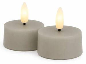 SIRIUS Sada LED čajové svíčky na baterie Sille Tealight, Ø 4,5 × 2,2 cm, teple šedá, z pravého vosku, balení 2 ks