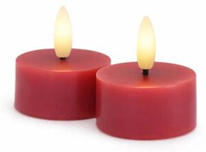 SIRIUS Sada LED čajové svíčky na baterie Sille Tealight, Ø 4,5 × 2,2 cm, švestkové, z pravého vosku, balení 2 ks