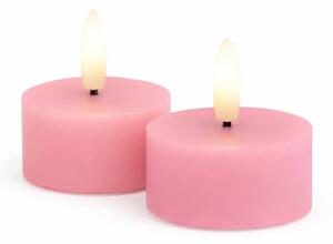 Sada LED čajové svíčky na baterie Sille Tealight, Ø 4,5 × 2,2 cm, starorůžové, z pravého vosku, balení 2 ks